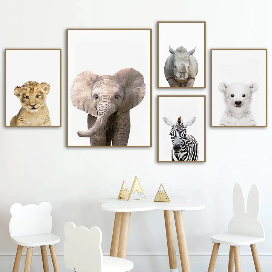Baby Zoo Nursery - Groot formaat, 1 stuk, lijstenloos canvas