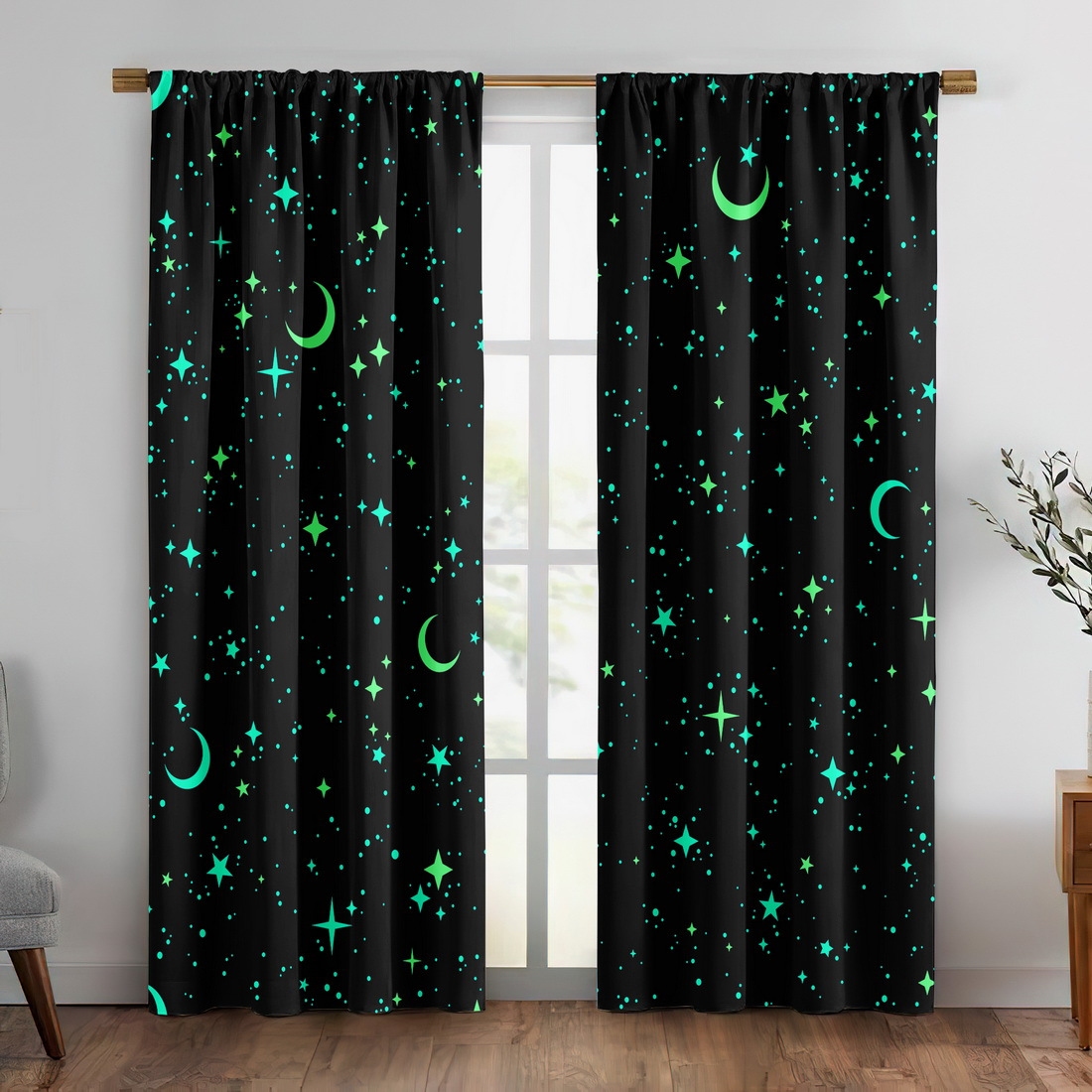 Baby Nursery Blackout Curtains - 2 panelen Glow in the Dark