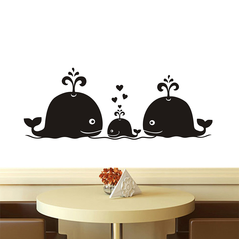 Baby Nursery Vintage Decor - Nieuwe schattige walvis harten familie muurstickers