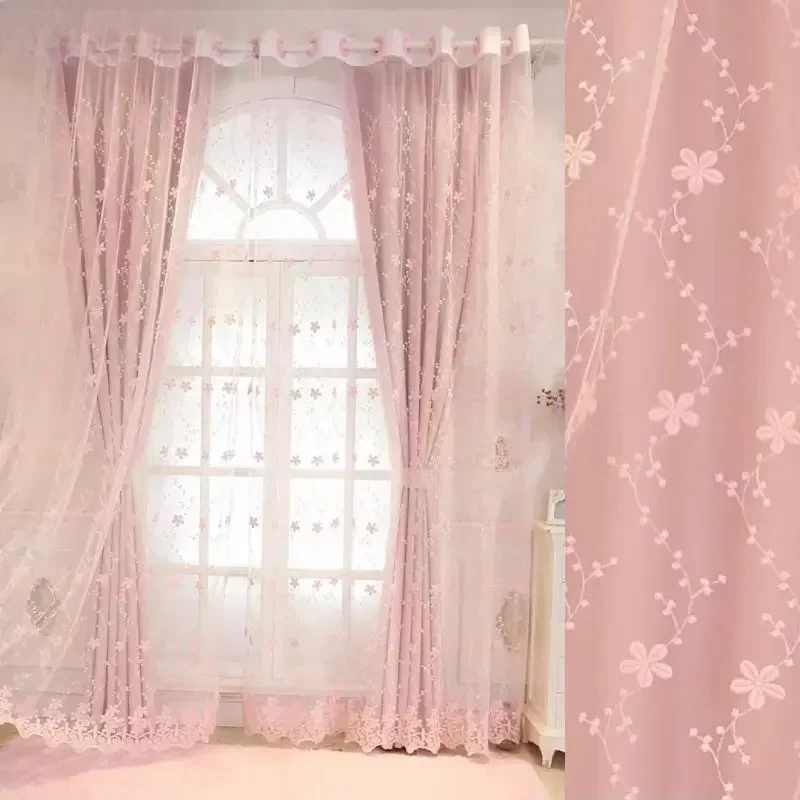 Baby Nursery Blackout Curtains - 1PC Koreaanse roze pure prinsessen gordijnen