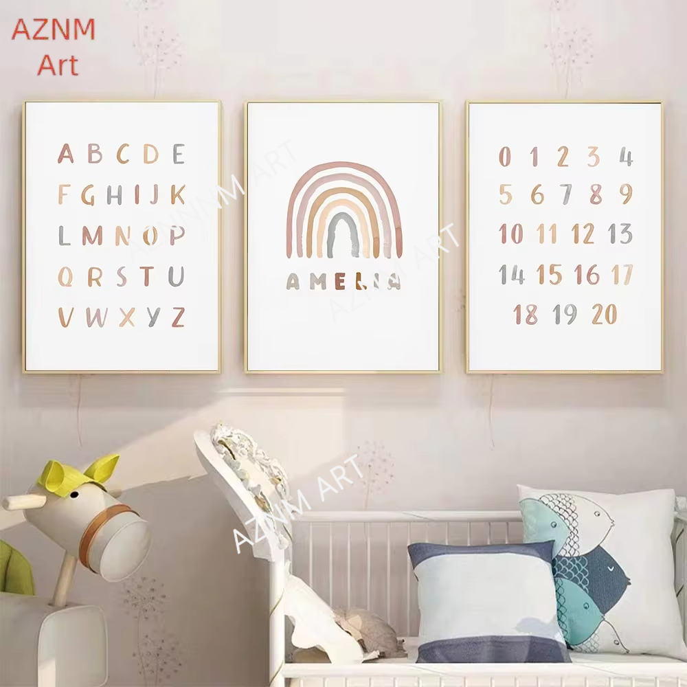 Baby Name Wall Art - 1/3 STKS, Poster Custom ABC 123