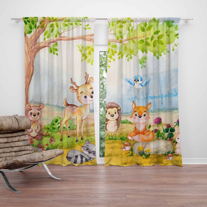 Baby Nursery Blackout Curtains - Bosdieren Gordijnen Kinderslaapkamer Gordijnen Black Out