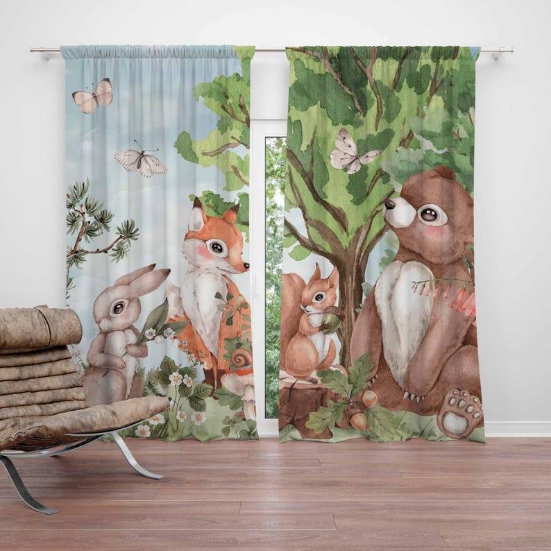 Baby Nursery Blackout Curtains - Bos Dieren Gordijnen Kinderen Slaapkamer Gordijnen