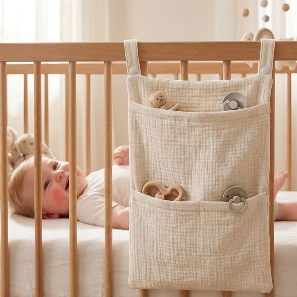 Baby Nursery Shelves - Babybedje Organizer Hangende opbergtas Mousseline Katoenen