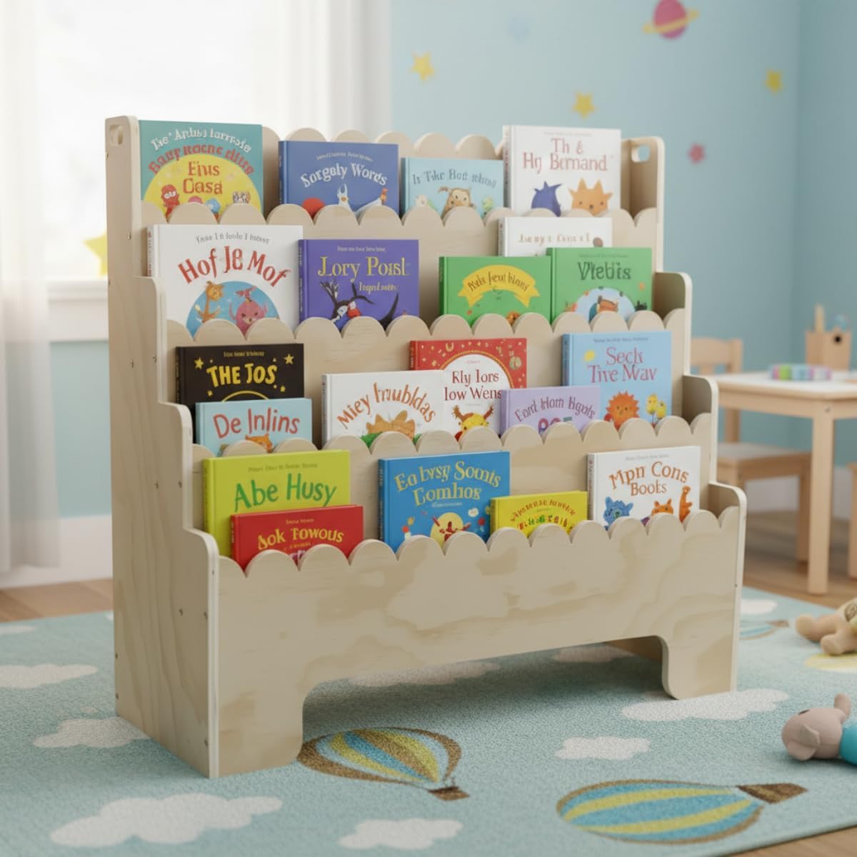 Baby Nursery Shelves - Kinderboekenplank met 4 niveaus, kinderboekenplank van