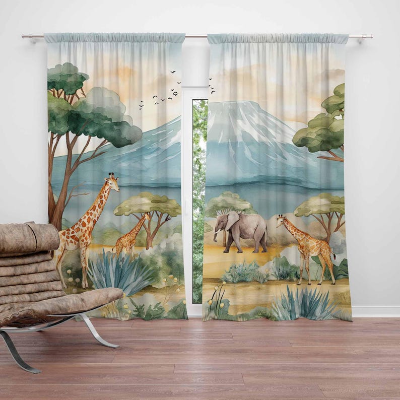 Baby Nursery Blackout Curtains - Safari Dieren Kindergordijnen Baby Boy Kamergordijn