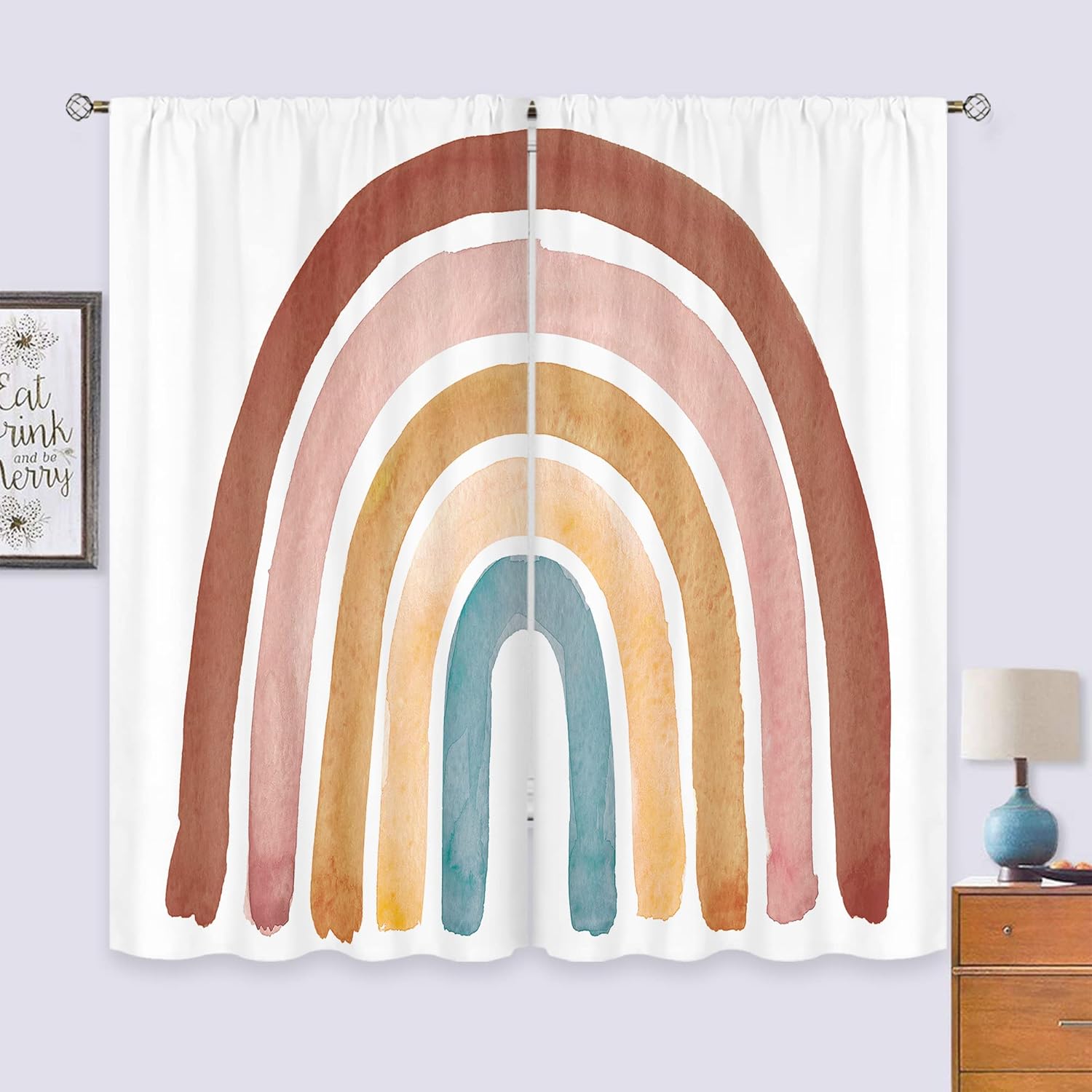 Baby Nursery Vintage Decor - Kids Boho Regenboog Gordijnen voor Baby