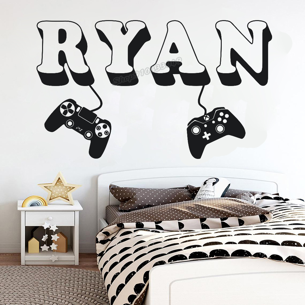 Baby Name Wall Art - Gamer muursticker aangepaste naam controller video