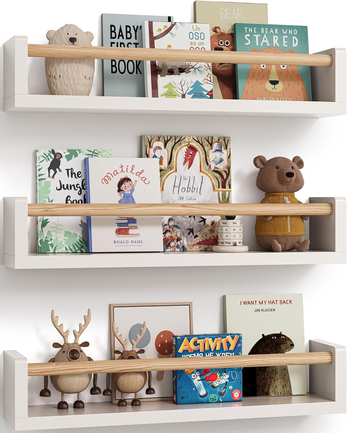 Baby Nursery Shelves - Set van 3 zwevende boekenplanken voor