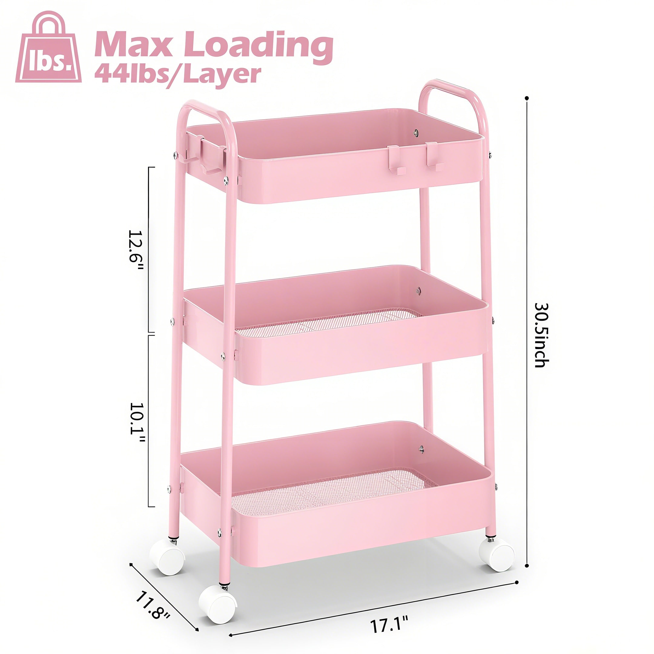 3-laags metalen rolwagen met w - Baby Nursery Essentials recensie en prijs