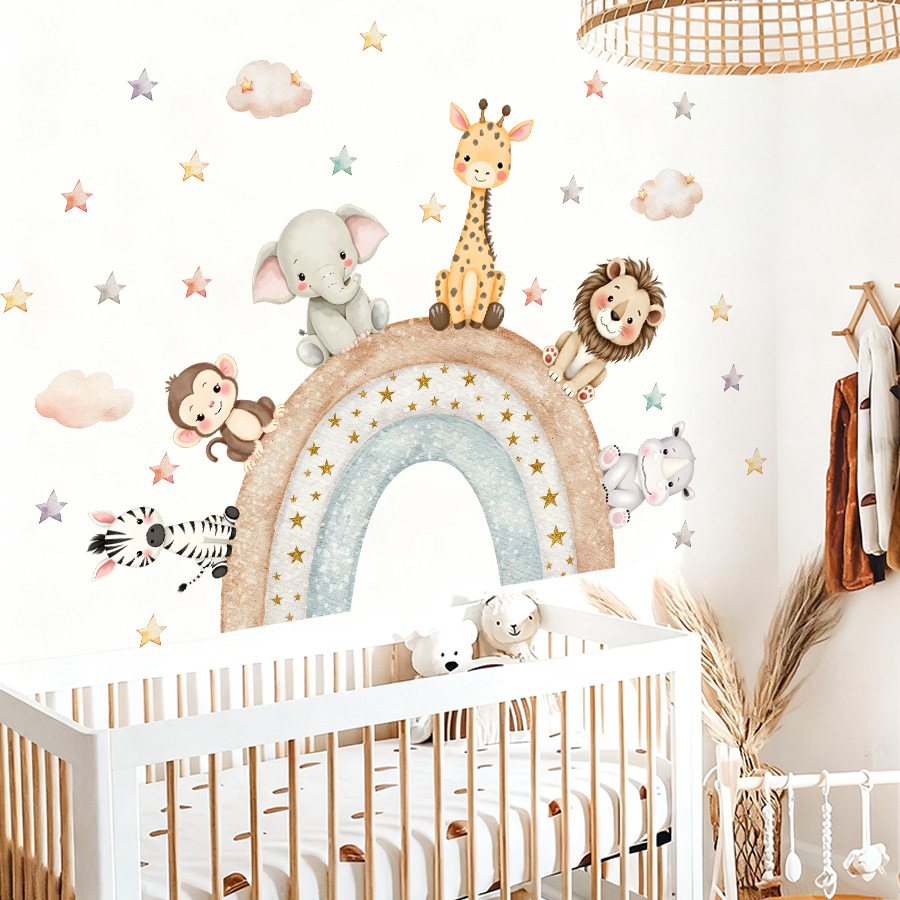 Jungledieren muurstickers voor - Baby Nursery Jungle Wallpaper recensie en prijs