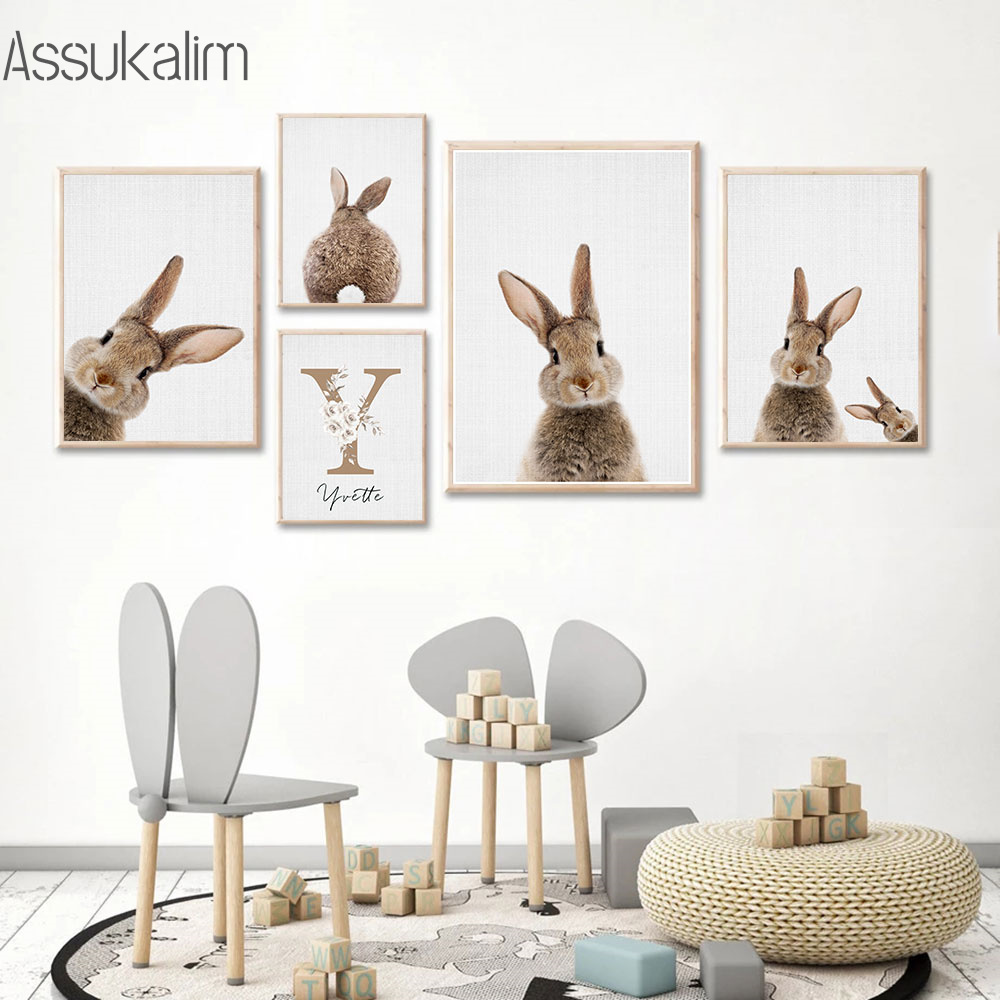 Konijn Canvas Schilderij Aange - Baby Name Wall Art recensie en prijs