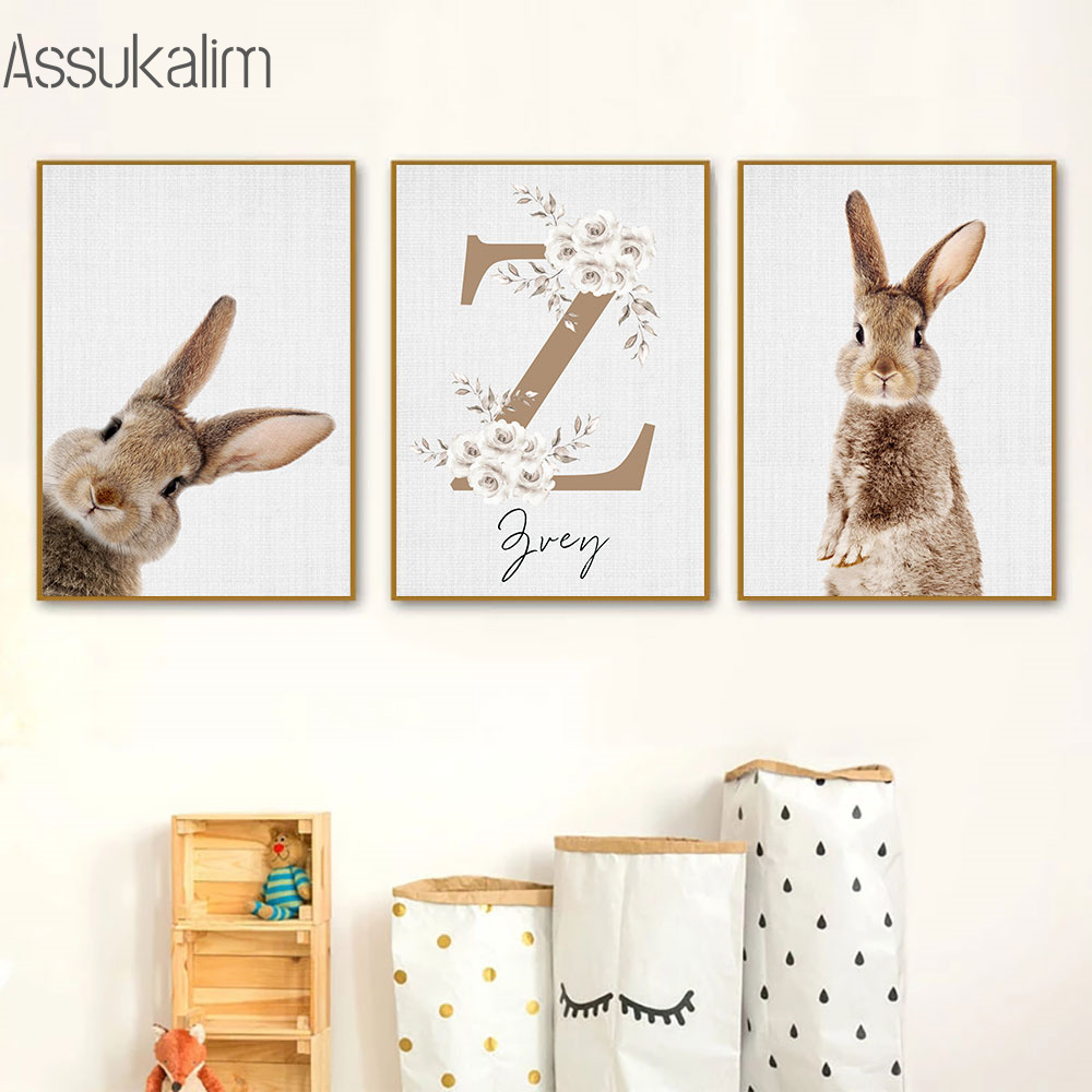 Konijn Canvas Schilderij Aange - Baby Name Wall Art recensie en prijs