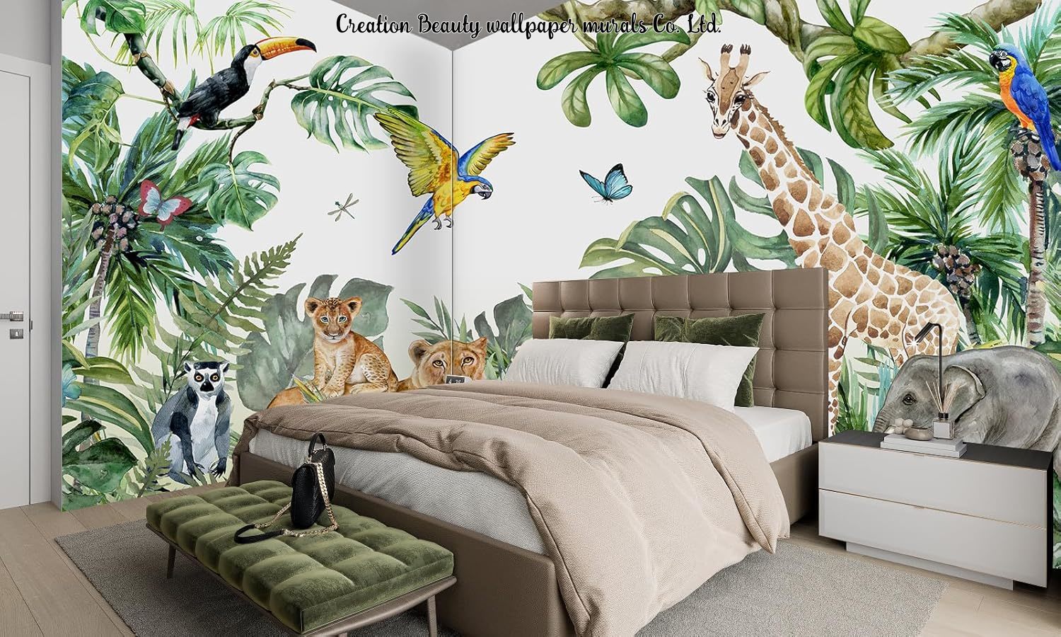 Aquarel Dieren Jungle Behang v - Baby Nursery Jungle Wallpaper recensie en prijs