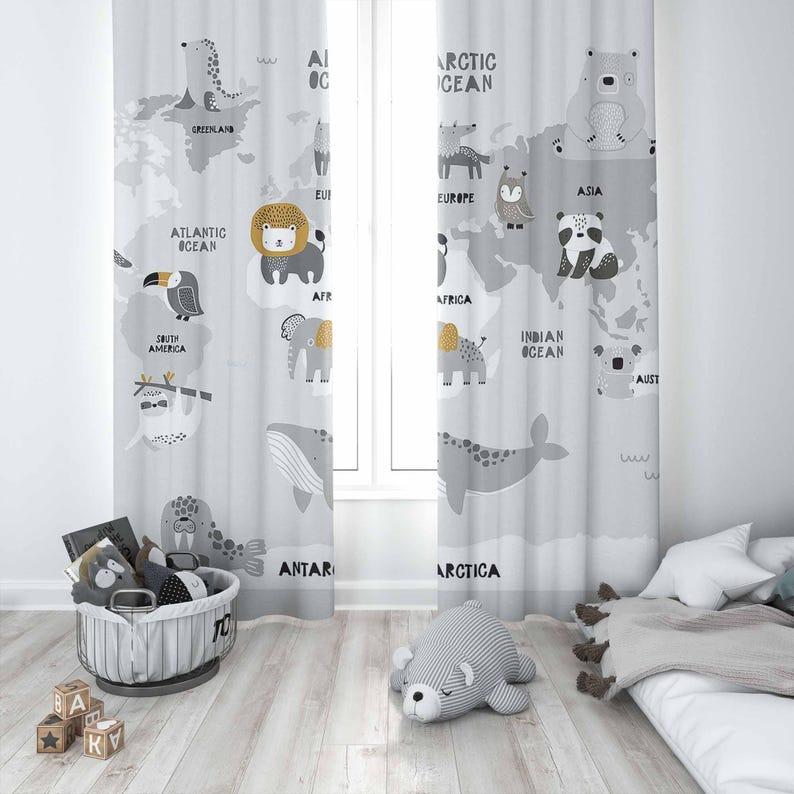 Wereldkaart Kinderkamer Gordij - Baby Nursery Blackout Curtains recensie en prijs