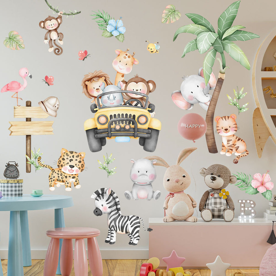 Kinderkamer cartoon olifant gi - Baby Zoo Nursery recensie en prijs