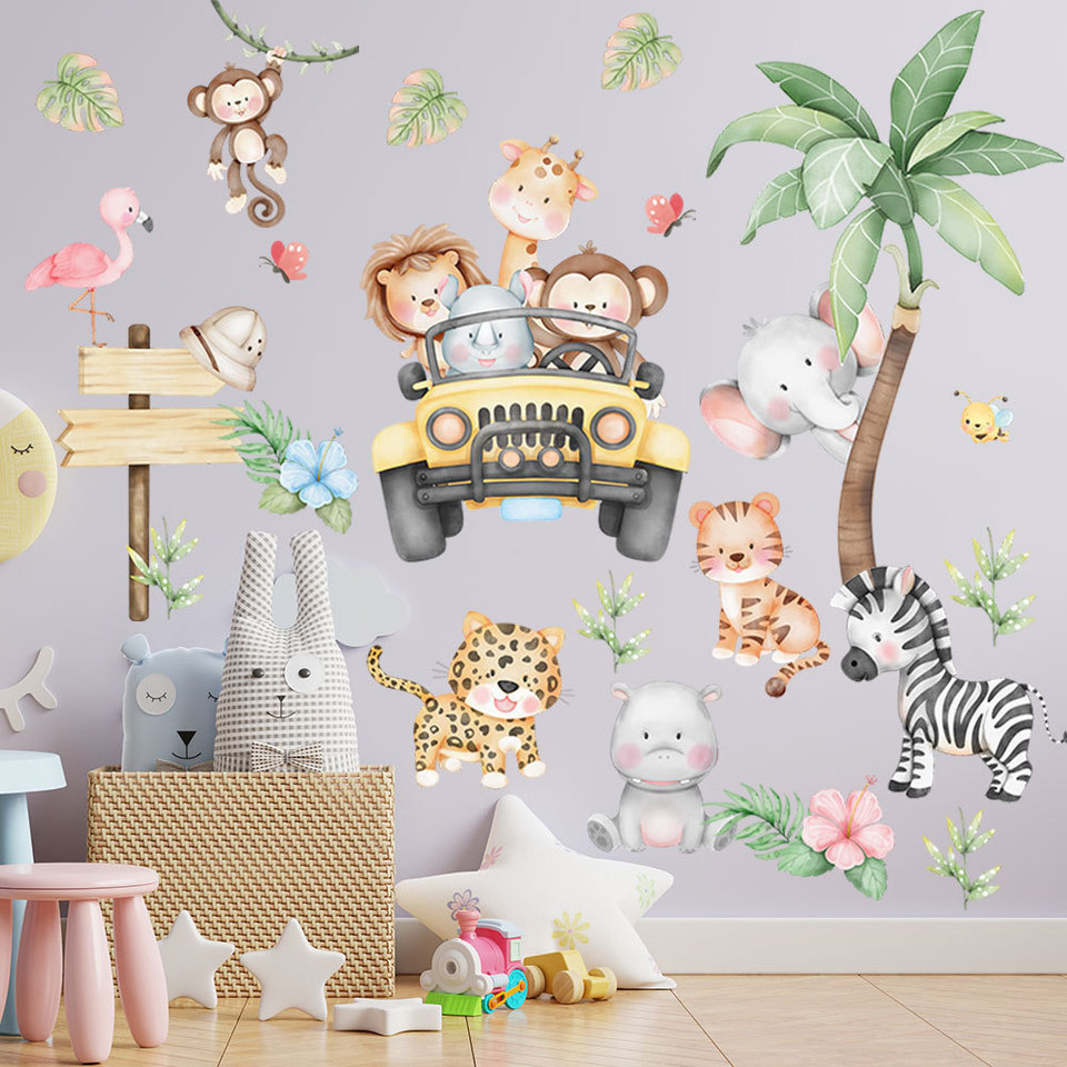 Kinderkamer cartoon olifant gi - Baby Zoo Nursery recensie en prijs