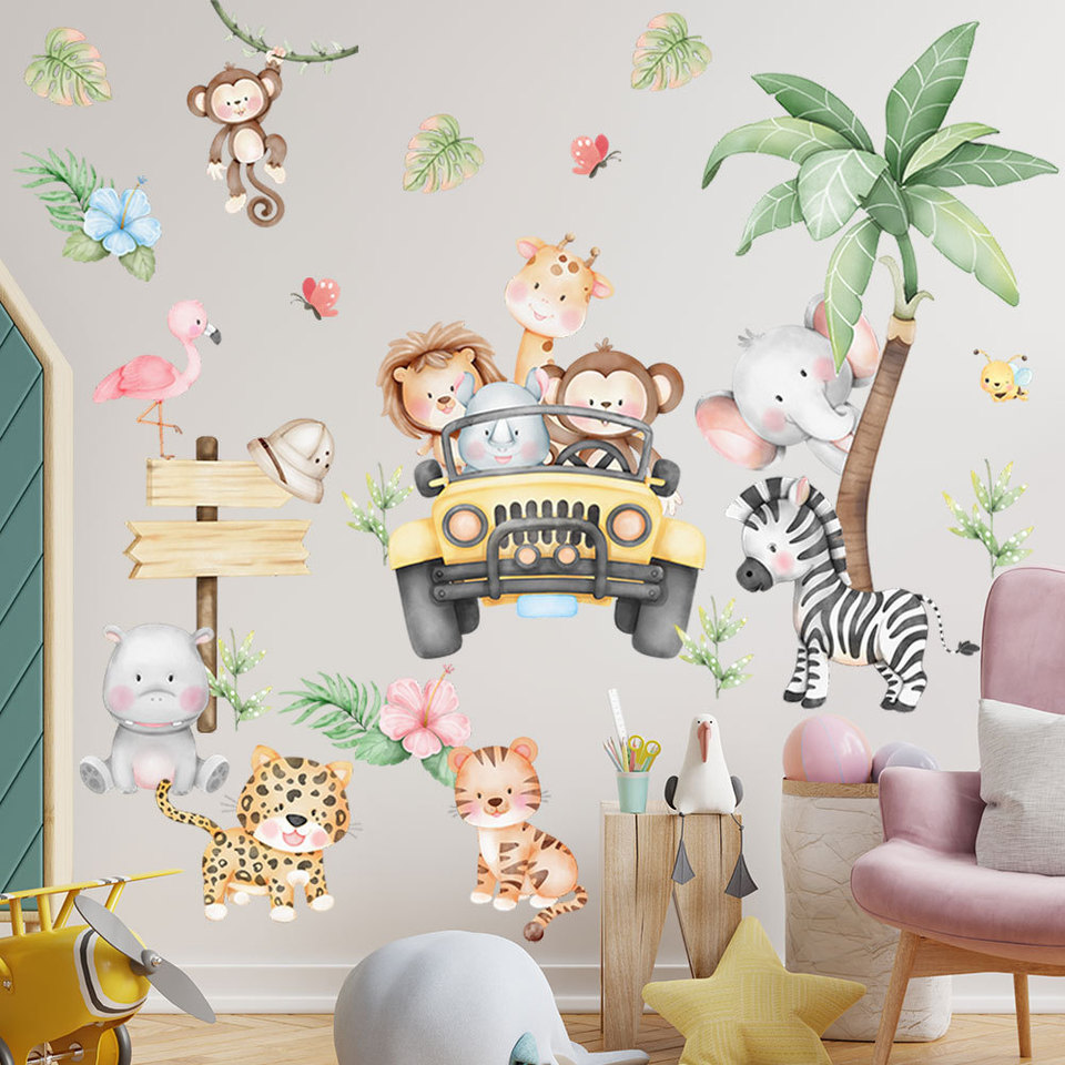 Kinderkamer cartoon olifant gi - Baby Zoo Nursery recensie en prijs