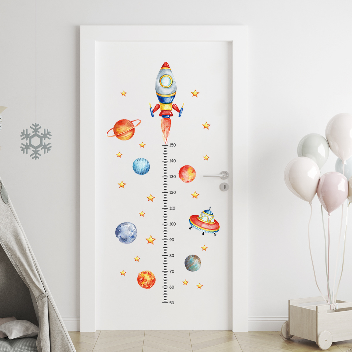 Cartoon Planeet Raket Hoogteme - Baby Nursery Stickers recensie en prijs