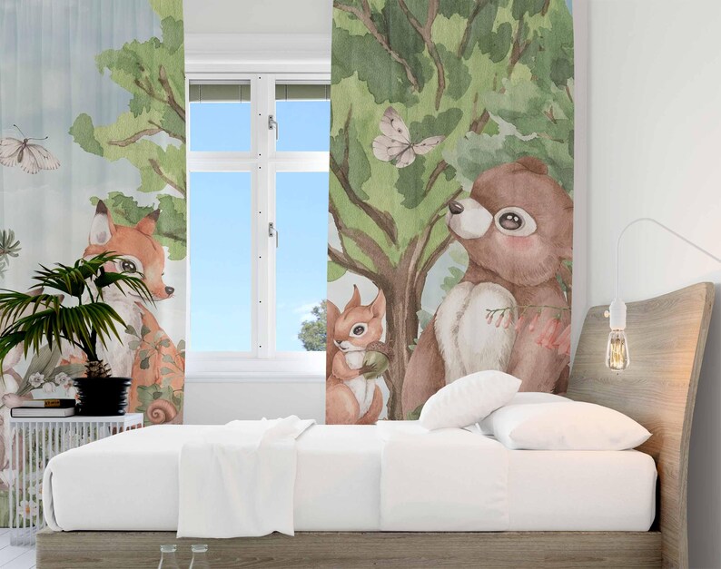 Bos Dieren Gordijnen Kinderen  - Baby Nursery Blackout Curtains recensie en prijs