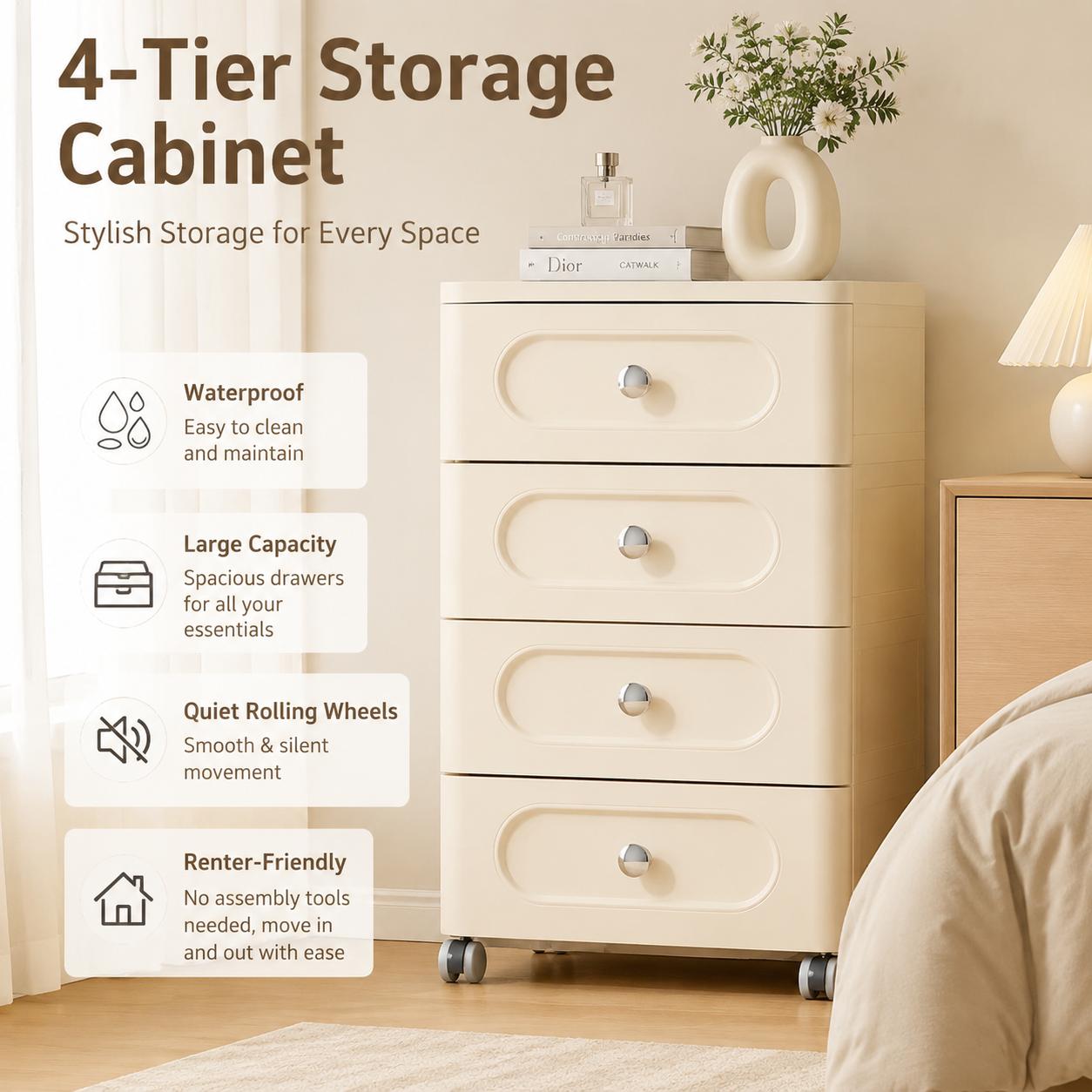 Rechthoekige opbergkast met 4  - Baby Nursery Drawers recensie en prijs