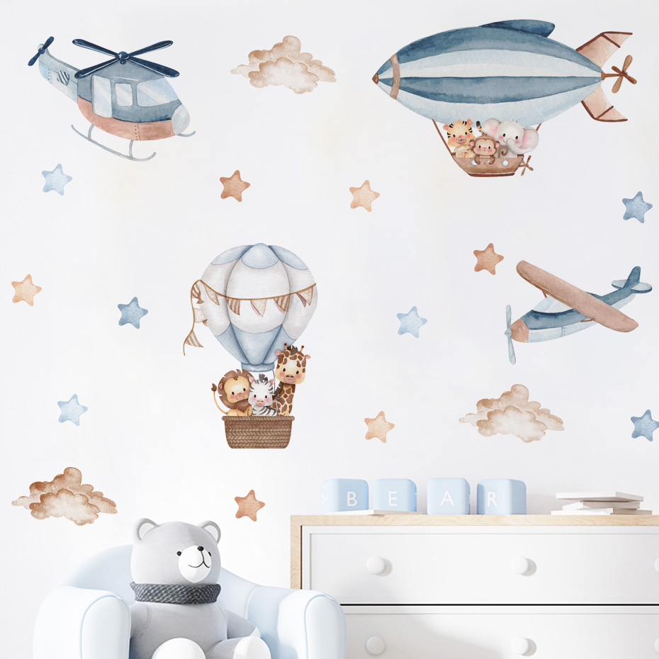 Aquarel Dieren Luchtballon Wol - Baby Nursery Stickers recensie en prijs