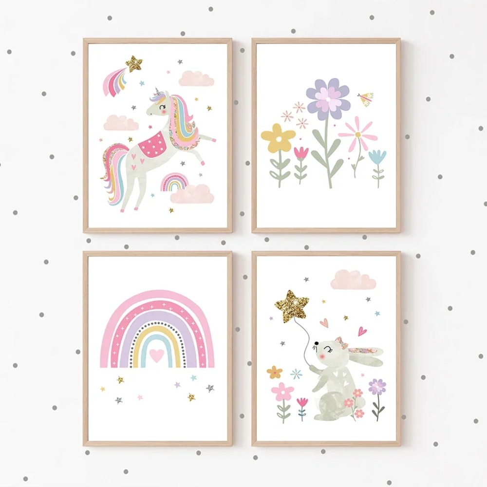 Roze Eenhoorn Konijn Regenboog - Baby Name Wall Art recensie en prijs