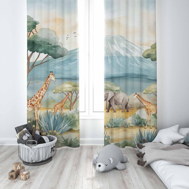 Safari Dieren Kindergordijnen  - Baby Nursery Blackout Curtains recensie en prijs