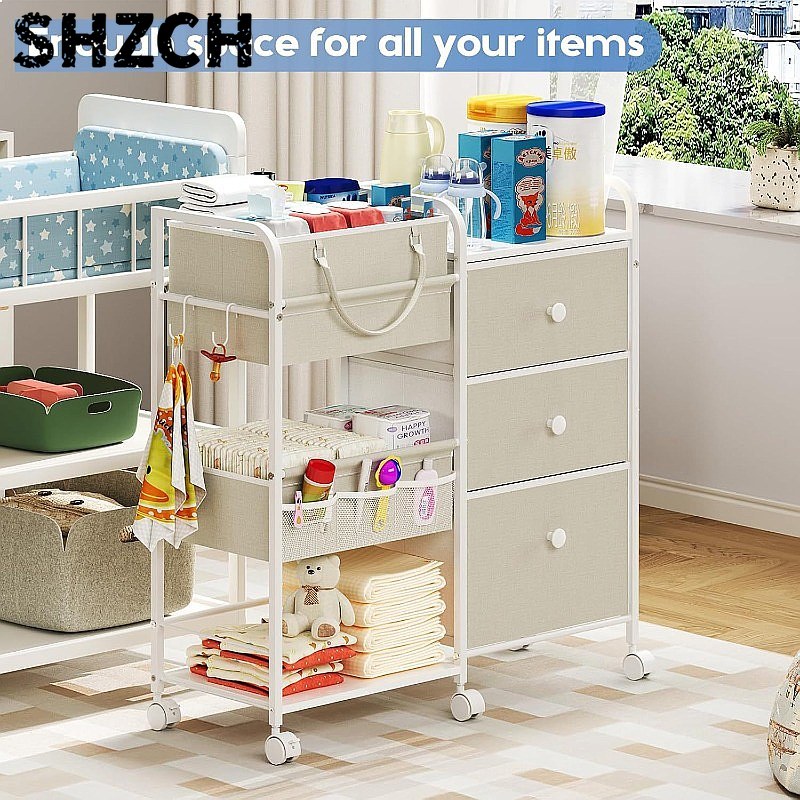 Ruime luiersorganizer op wiele - Baby Nursery Drawers recensie en prijs