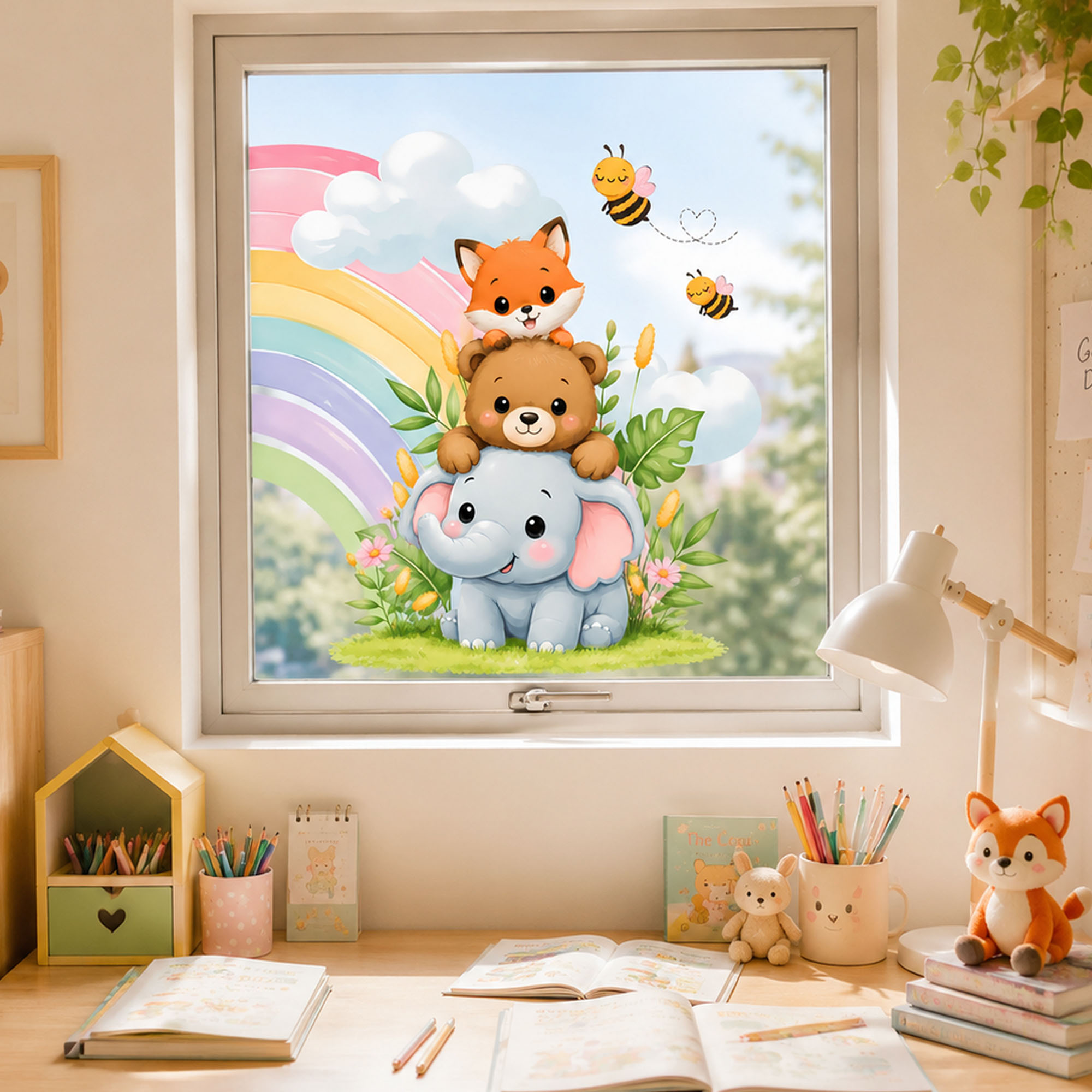 Leuke olifant beer vos raamfol - Baby Nursery Stickers recensie en prijs