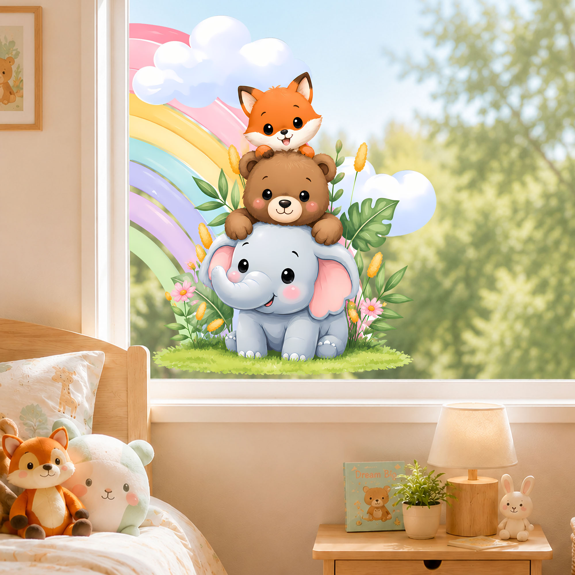 Leuke olifant beer vos raamfol - Baby Nursery Stickers recensie en prijs