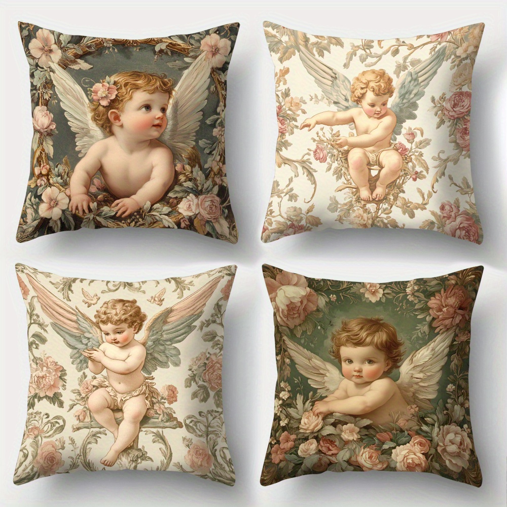 Bedrukte engelbloemen kussensl - Baby Nursery Vintage Decor recensie en prijs