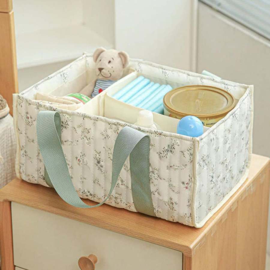 Bloemenprint luiersorganizer,  - Baby Nursery Essentials recensie en prijs