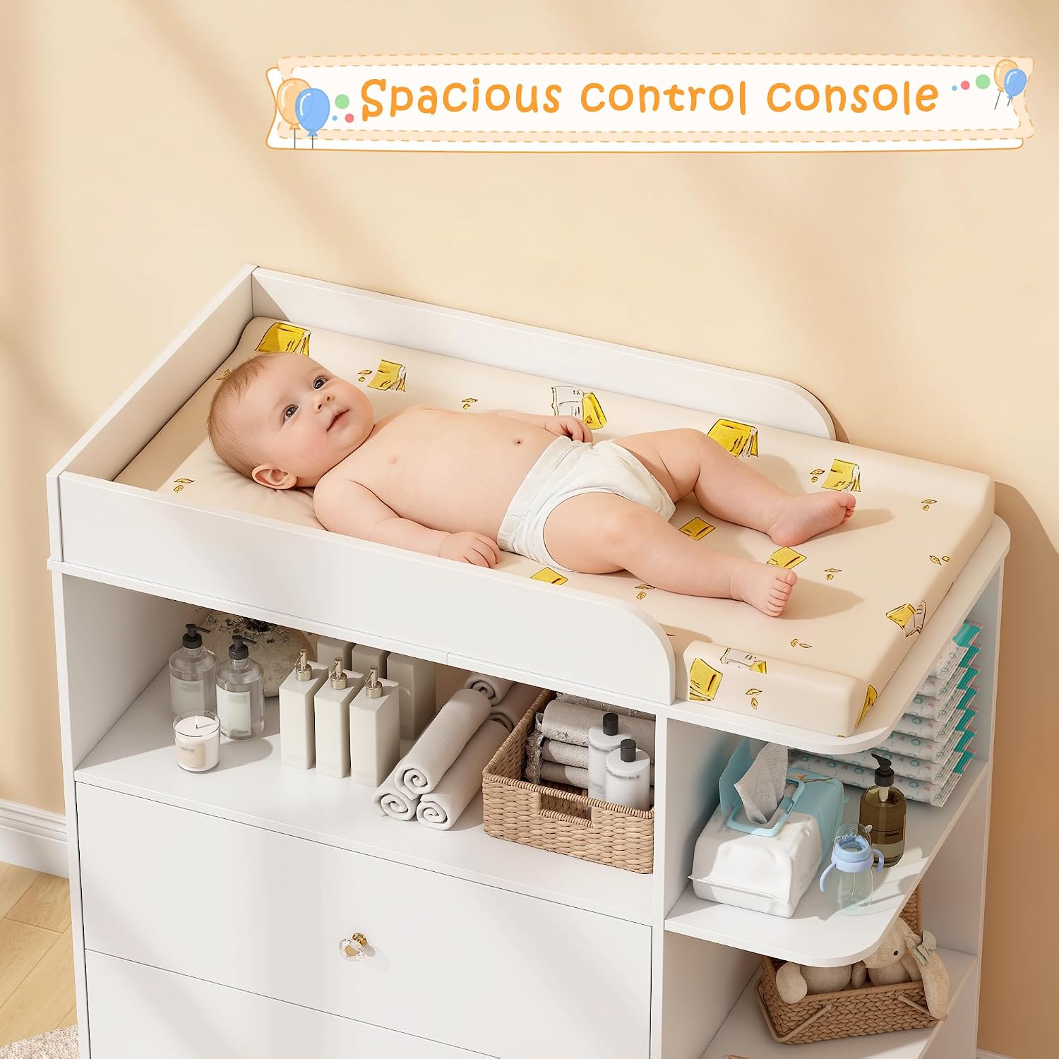 Wit houten babyverschoontafel  - Baby Nursery Drawers recensie en prijs